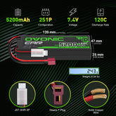 2×Ovonic 2S 120C Lipo Battery 5200mAh 2S1P 7.4V Hardcase RC LiPo Battery with Deans T Plug